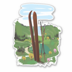 Pegatina Paisaje de esquí