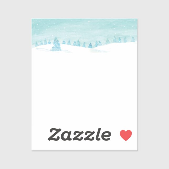 Pegatina Paisaje De La Selva De Invierno Con Árboles Spruce (Hoja)