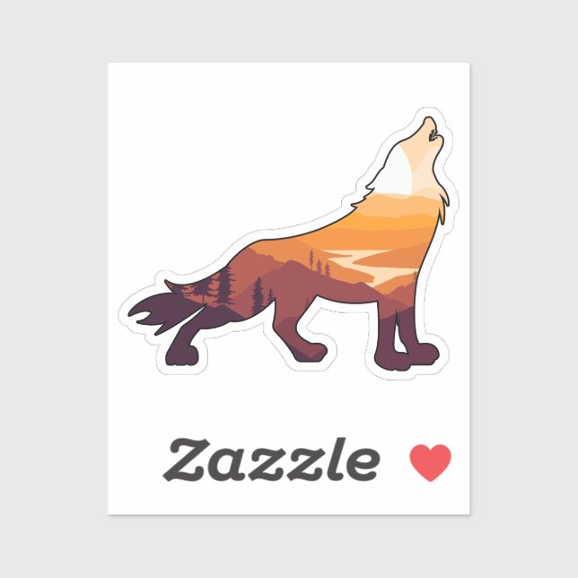 Pegatina Paisaje de Volf Retro Howling Wilderness Sunset (Hoja)
