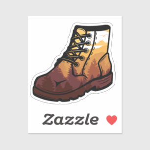 Pegatina Paisaje de zapatos de excursión retro - atardecer 