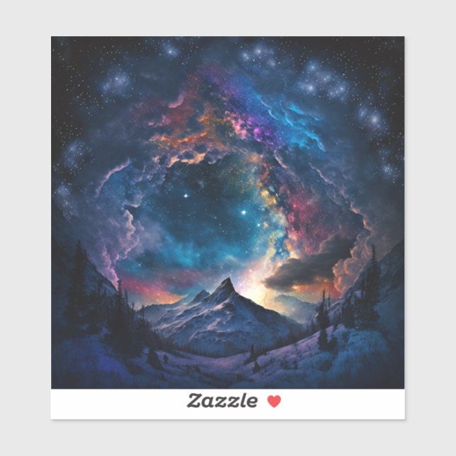 Pegatina Paisaje espacial de las montañas (Hoja)