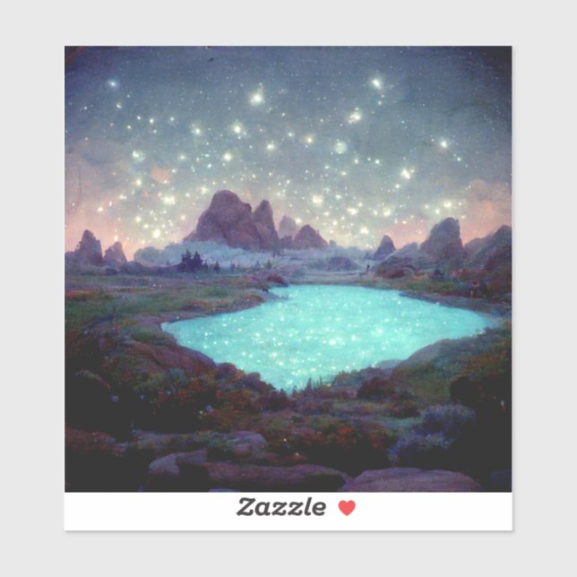 Pegatina Paisaje fantástico de las estrellas del cielo noct (Hoja)