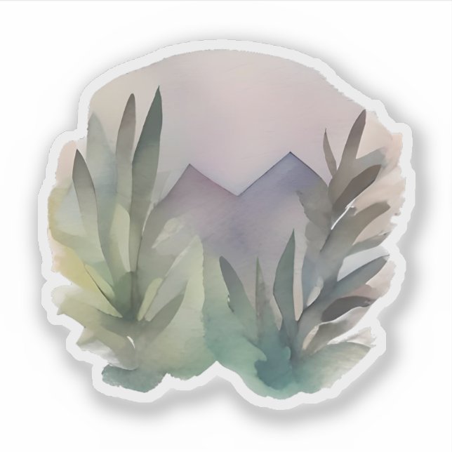 Pegatina Paisaje montañoso de Misty Morning (Anverso)