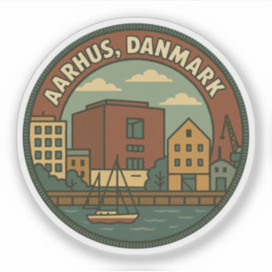 Pegatina Paisaje urbano de Aarhus Dinamarca