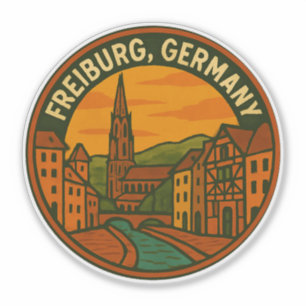 Pegatina Paisaje urbano de Friburgo Alemania