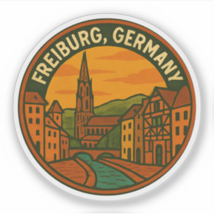 Pegatina Paisaje urbano de Friburgo Alemania