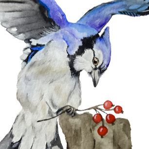 Pegatina Pajarera azul acuarela
