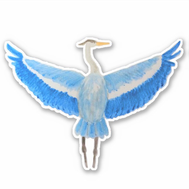 Pegatina Pájaro acuarela Gran Héroe Azul (Anverso)