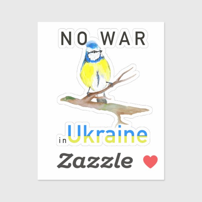 Pegatina Pájaro acuarela No hay guerra en Ucrania Tote Bag  (Hoja)