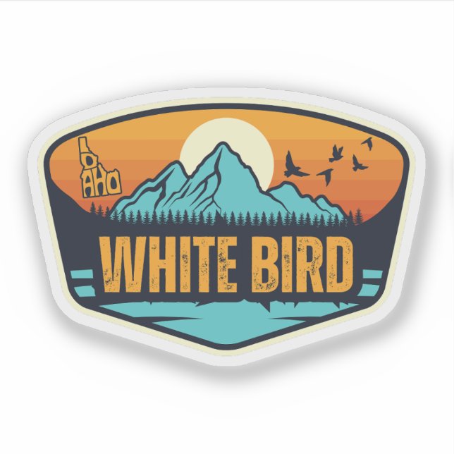 Pegatina Pájaro Blanco, Idaho (Anverso)