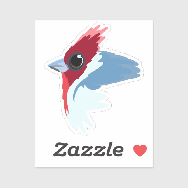 Pegatina Pájaro cardenal de la cresta roja (Hoja)