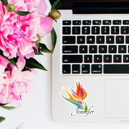 Pegatina Pájaro De Acuarela De Nombre Paraíso