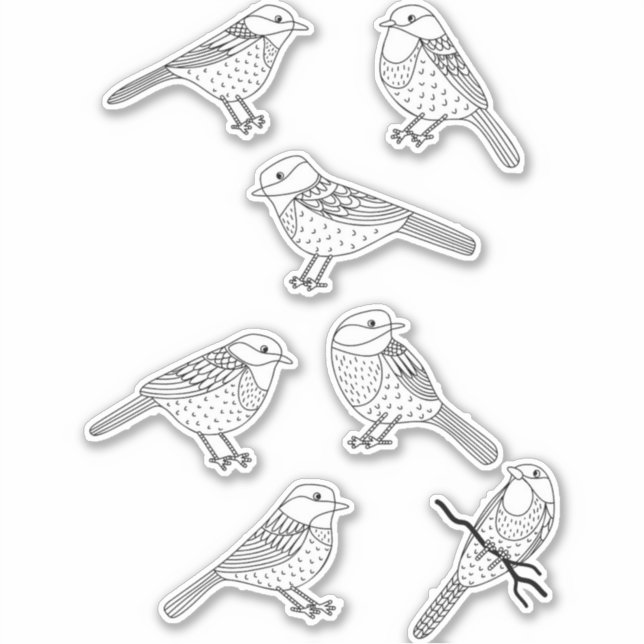 Pegatina Pájaro de pollo blanco y negro (Anverso)