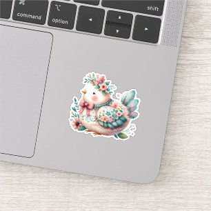 Pegatina Pájaro folclórico con encanto Pastel Boho