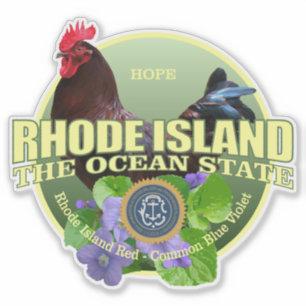 Pegatina Pájaro y flor de estado de Rhode Island