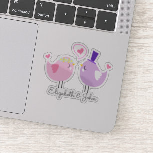 Pegatina Pájaros Adorables Enamorados - Personalizado