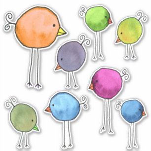 Pegatina Pájaros caprichosos coloridos