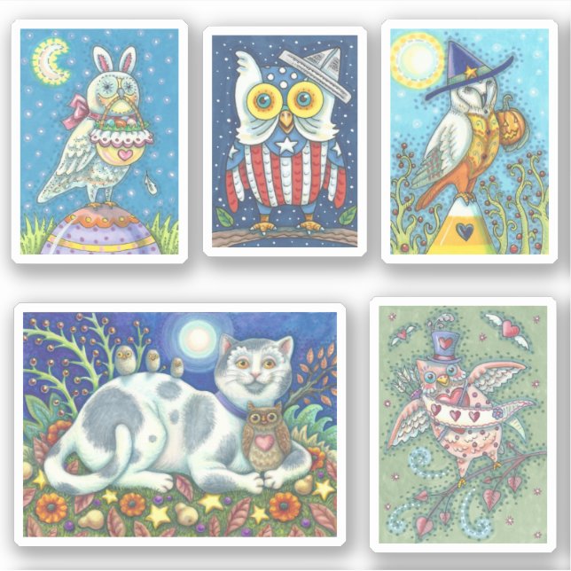 PEGATINA PÁJAROS DE ARTE CUTÁNEO, ARTE FESTIVO BLANCO (Anverso)