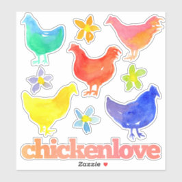 Pegatina Pájaros de colores del arcoiris de Hen Hen