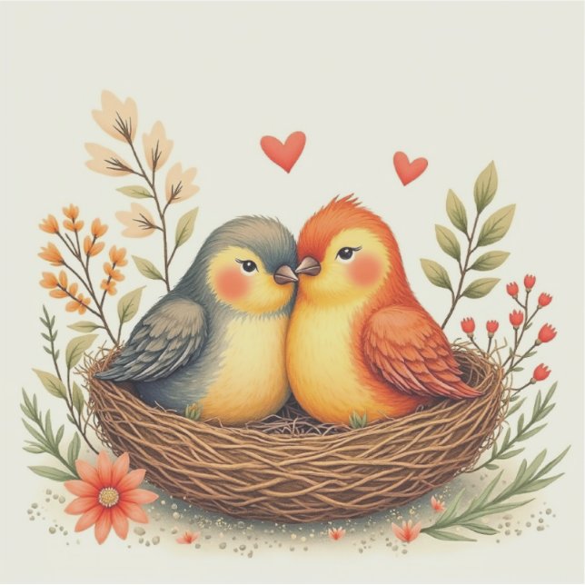 Pegatina Pájaros del amor (Anverso)