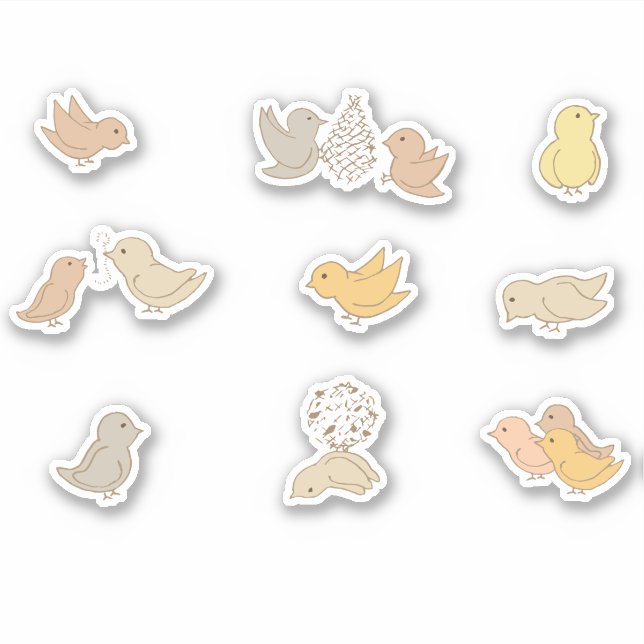 Pegatina Pájaros pequeños y chicles - Pequeños pájaros resf (Anverso)