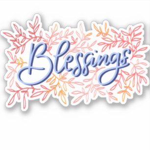 Pegatina Palabra Cute botánica Hand Lettered Blessings