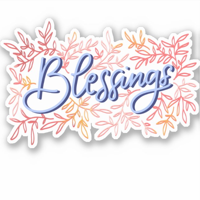 Pegatina Palabra Cute botánica Hand Lettered Blessings (Anverso)