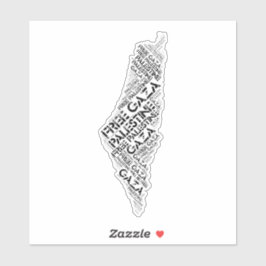 Pegatina Palabra en la nube del mapa libre de Gaza