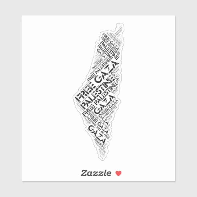 Pegatina Palabra en la nube del mapa libre de Gaza (Hoja)