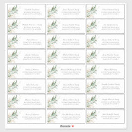 Pegatina Palabras de oro Leaves verdes Nombres de invitados