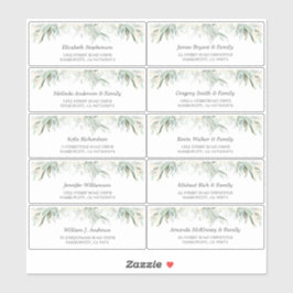 Pegatina Palabras de oro Leaves verdes Nombres de invitados