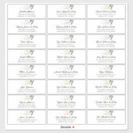 Pegatina Palabras de oro Leaves verdes Nombres de invitados