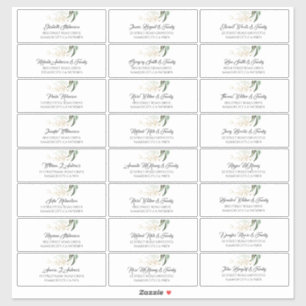 Pegatina Palabras de oro Leaves verdes Nombres de invitados