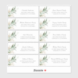Pegatina Palabras de oro Leaves verdes Nombres de invitados