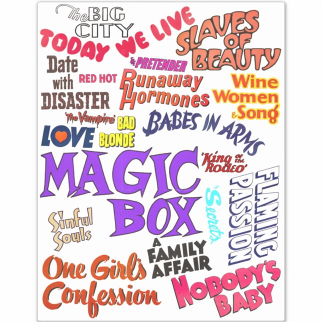 Pegatina Palabras de películas antiguas antiguas antiguas f (Anverso)