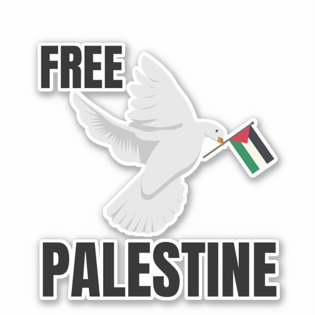 PEGATINA PALESTINA LIBRE CON DOVE DE PAZ (Anverso)