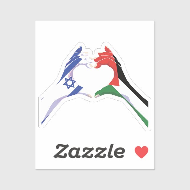 Pegatina Palestina Palestina Israel Israel corazón de amor  (Hoja)