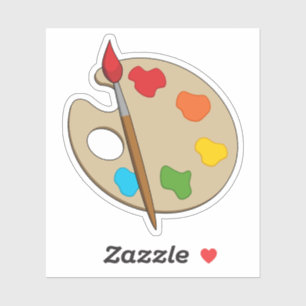 Pegatina Paleta de artista con pincel de pintura