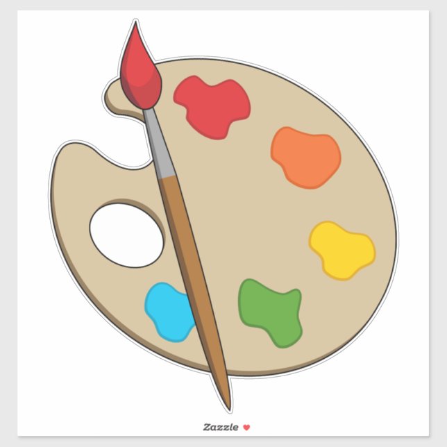 Pegatina Paleta de artista con pincel de pintura (Hoja)