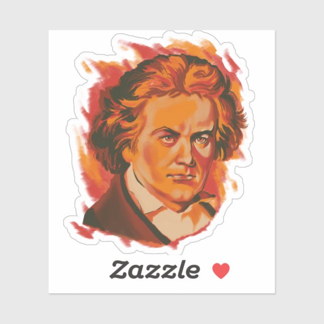 Pegatina Paleta de Fuego Retrato de Beethoven (Hoja)