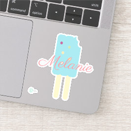 Pegatina Paleta de helado con purpurina nombre personalizad