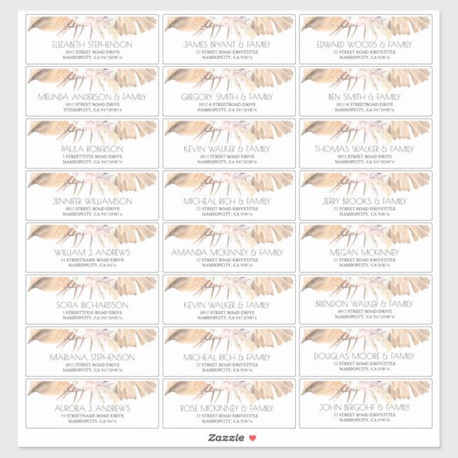 Pegatina Palm Seca Deja Pequeños Nombres De Invitados Etiqu (Hoja)