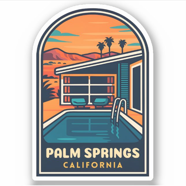 Pegatina Palm Springs California (Anverso)
