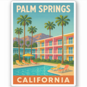 Pegatina Palm Springs California Motel Retro Vintage Travel