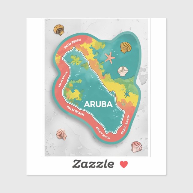 Pegatina Palmeras de Aruba esperando (Hoja)