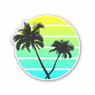 Pegatina Palmeras Retro Beach