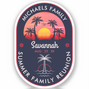 Pegatina Palo de playa de verano de verano de Reunión famil
