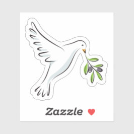 Pegatina Paloma de paz blanca con rama de olivo