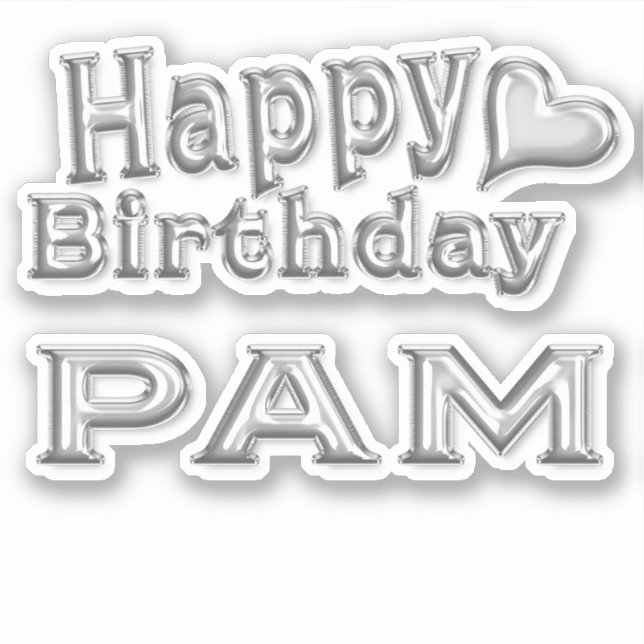Pegatina Pam Happy Birthday silver Aufkleber Sticker (Anverso)