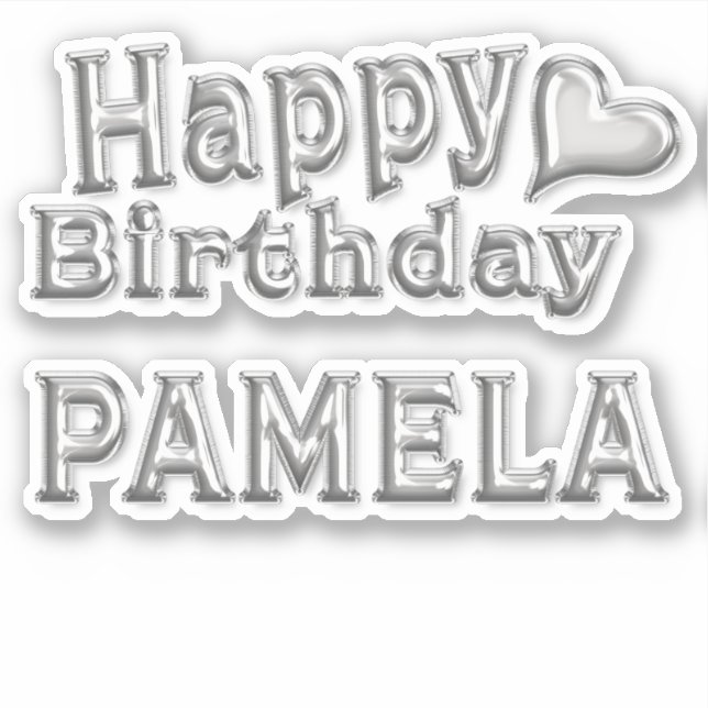 Pegatina Pamela Happy Birthday silver Aufkleber Sticker (Anverso)